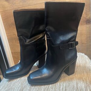 Franco Sarto A-Vance Black Leather Boots – Size 7.5M